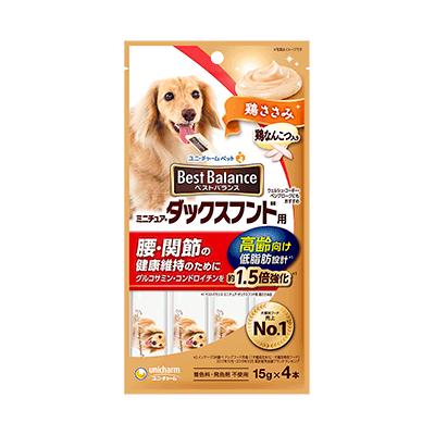 【12個セット】ユニ・チャーム ベストバランスおやつミニチュア・ダックスフンド用高齢向け鶏ささみ15g..