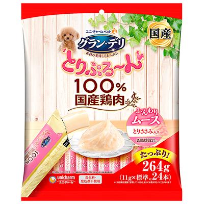 【24個セット】ユニ・チャーム グラン・デリとりぷるーんムースとりささみ11g×6本