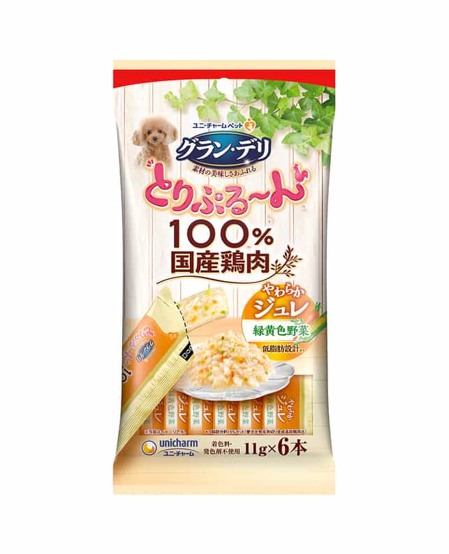 【6個セット】ユニ・チャーム グラン・デリとりぷるーんジュレ緑黄色野菜11g×6本