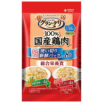 【注意事項】 ・メーカーの都合等により、パッケージ及び内容量、生産地、などが変更される場合がございます。ご了承ください。 ・当店では地球環境への配慮およびお手頃価格での商品の提供のため、簡易的な梱包とさせていただいております。 ・箱潰れなど、製品をご利用いただくのに問題がない場合の返品・交換対応はお受けできません ※期限のある商品について ・賞味期限や消費期限がある商品については、すべて期限まで2ヶ月以上のものを取り扱っております。個別のお問い合わせはご遠慮いただきますようお願い申し上げます。 ・期限が迫った商品は、別途アウトレット商品として販売させていただいております。 商品説明■　商品特徴良質な100％国産鶏肉*を使用した、使い切りやすい小容量の高齢犬用の総合栄養食ウェットフードです。 4520699659045■　原産国日本 ■　発売元、製造元、輸入元又は販売元ユニ・チャーム■　広告文責 ライフジェネレーション株式会社 TEL:06-6809-2484