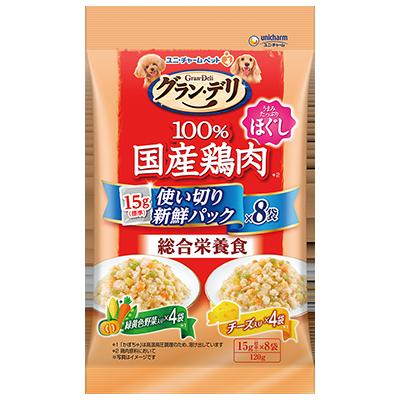 【注意事項】 ・メーカーの都合等により、パッケージ及び内容量、生産地、などが変更される場合がございます。ご了承ください。 ・当店では地球環境への配慮およびお手頃価格での商品の提供のため、簡易的な梱包とさせていただいております。 ・箱潰れなど、製品をご利用いただくのに問題がない場合の返品・交換対応はお受けできません ※期限のある商品について ・賞味期限や消費期限がある商品については、すべて期限まで2ヶ月以上のものを取り扱っております。個別のお問い合わせはご遠慮いただきますようお願い申し上げます。 ・期限が迫った商品は、別途アウトレット商品として販売させていただいております。 商品説明■　商品特徴良質な100％国産鶏肉*を使用した、使い切りやすい小容量の成犬用の総合栄養食ウェットフードです。 ウェットタイプの成犬用総合栄養食ドッグフード 1回で使い切れるから、毎回開けたての美味しさを楽しめる 4520699658963■　原材料●緑黄色野菜入り：肉類（鶏胸肉、ささみ）、野菜類（カボチャ、ニンジン、グリーンピース、スイートコーン）、油脂類、増粘多糖類、ミネラル類（Ca、Cl、Co、Cu、Fe、I、K、Mn、P、Se、Zn）、ビタミン類（A、B1、B2、B6、B12、C、D、E、K、コリン、ナイアシン、パントテン酸、ビオチン、葉酸）、アミノ酸類（タウリン）、酸化防止剤（EDTA-Ca・Na)●チーズ入り：肉類（鶏胸肉、ささみ）、野菜類（カボチャ、ニンジン、グリーンピース、スイートコーン）、油脂類、チーズ、増粘多糖類、ミネラル類（Ca、Cl、Co、Cu、Fe、I、K、Mn、P、Se、Zn）、ビタミン類（A、B1、B2、B6、B12、C、D、E、K、コリン、ナイアシン、パントテン酸、ビオチン、葉酸）、アミノ酸類（タウリン）、酸化防止剤（EDTA-Ca・Na）■　発売元、製造元、輸入元又は販売元ユニ・チャーム■　広告文責 ライフジェネレーション株式会社 TEL:06-6809-2484