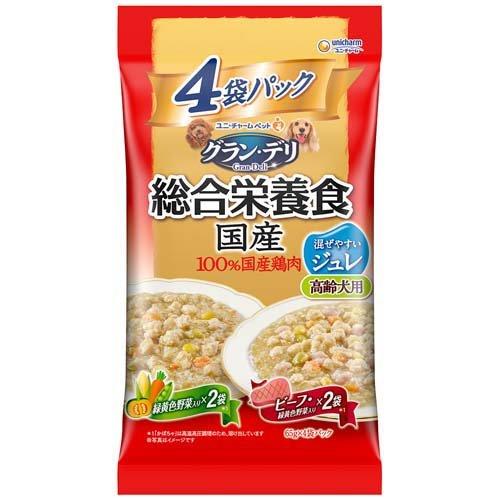 Mature Dog - 【5個セット】ユニ・チャーム グラン・デリ総合栄養食国産パウチジュレ高齢犬用緑黄色野菜入り・ビーフ入り65g×4袋