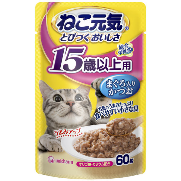 Other Wet Food - 【60個セット】 ユニ・チャーム ねこ元気総合栄養食パウチ15歳以上用まぐろ入りかつお60g