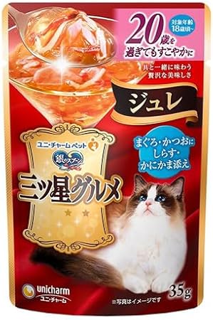 【80個セット】 ユニ・チャーム 銀のスプーン三ツ星グルメパウチジュレ20歳を過ぎてもすこやかにまぐろ・かつおにしらす・かにかま添え35g