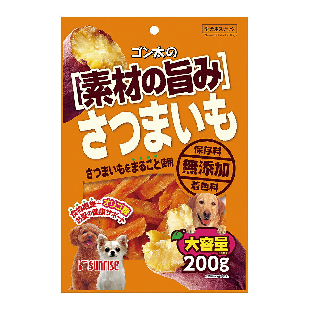 【注意事項】 ・メーカーの都合等により、パッケージ及び内容量、生産地、などが変更される場合がございます。ご了承ください。 ・当店では地球環境への配慮およびお手頃価格での商品の提供のため、簡易的な梱包とさせていただいております。 ・箱潰れなど、製品をご利用いただくのに問題がない場合の返品・交換対応はお受けできません ※期限のある商品について ・賞味期限や消費期限がある商品については、すべて期限まで2ヶ月以上のものを取り扱っております。個別のお問い合わせはご遠慮いただきますようお願い申し上げます。 ・期限が迫った商品は、別途アウトレット商品として販売させていただいております。 商品説明■　商品特徴素材を活かし調理した嗜好性の高いスナックです。 オリゴ糖とさつまいもに含まれる食物繊維でワンちゃんのお腹の健康サポート。 与えやすいスティック形状で、おやつやしつけのごほうびにおすすめです。 4973321931413■　原材料いも類（さつまいも）、糖類（オリゴ糖等）■　メーカーマルカン（サンライズ）■　広告文責 ライフジェネレーション株式会社 TEL:06-6809-2484