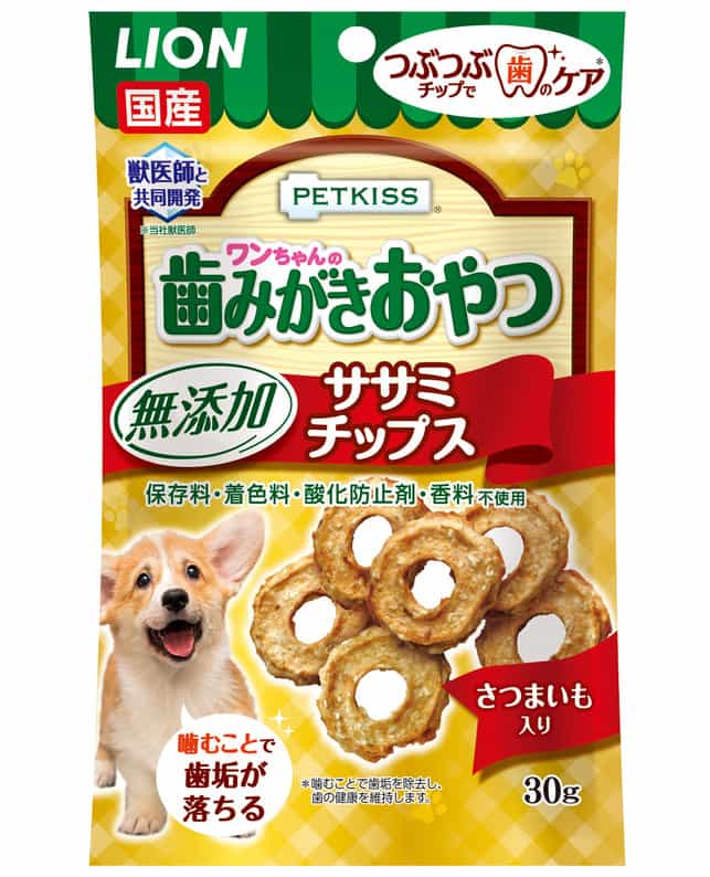 【3個セット】PETKISSワンちゃんの歯みがきおやつ無添加ササミチップスさつまいも入り30g