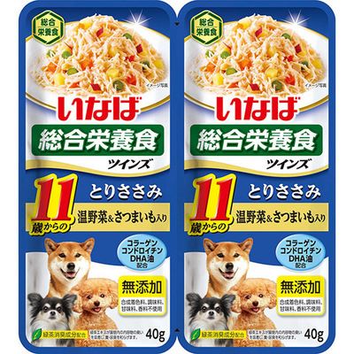 乐天商城 - 【24個セット】いなば ツインズ 11歳からのとりささみ 温野菜&さつまいも入り 80g