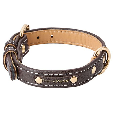 PETIO 用品 犬用首輪 Porta クラシックソフトレザー カラー ブラウン 21mm