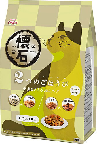 乐天商城 - ペットライン　懐石 2つのごほうび 小魚とささみ添えペア650g