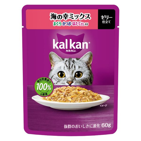 乐天商城 - 【60個セット】マースジャパン カルカンパウチ　海の幸ミックス　まぐろ・かつお・ほたてだし入り 60g