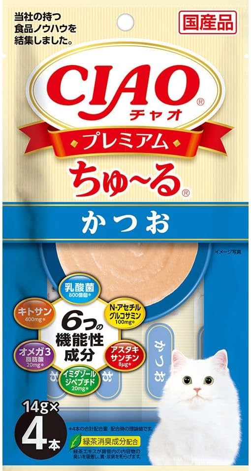 【3個セット】いなば いなば CIAOプレミアムちゅーる　かつお 14g×4P