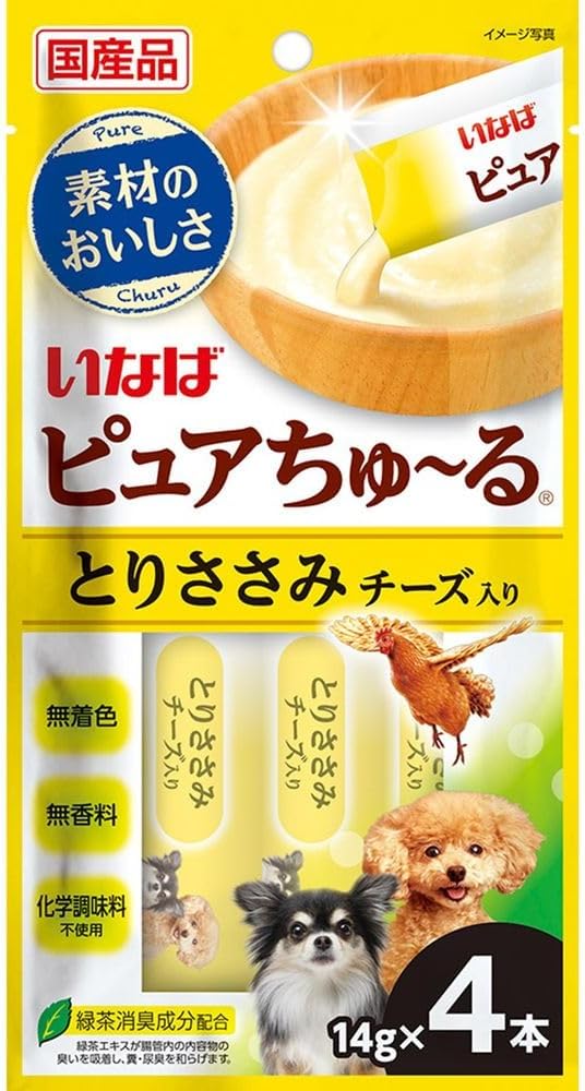 【12個セット】いなば いなばピュアちゅーる　とりささみ　チーズ入り 14g×4本
