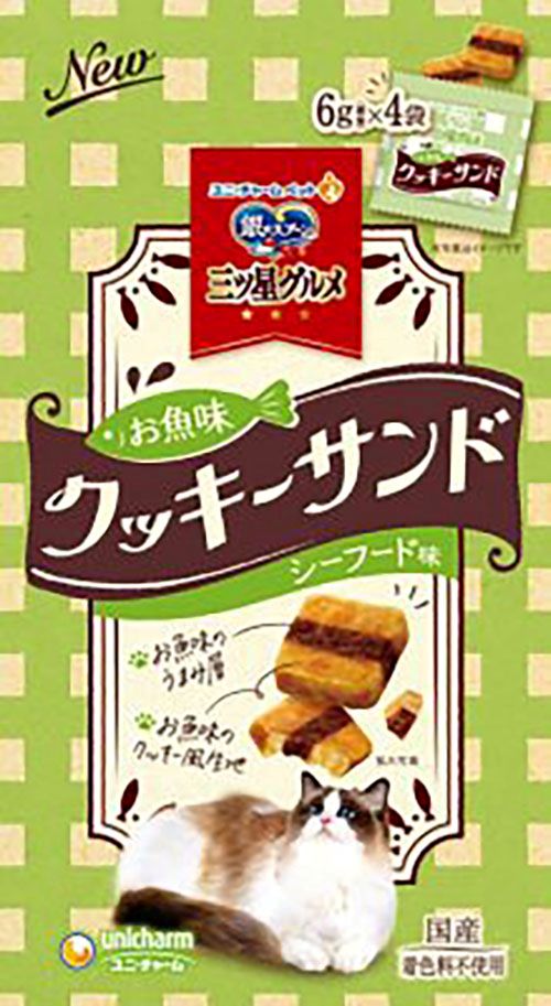 ユニチャームペット 【30個セット】 銀のスプーン三ツ星グルメおやつお魚味クッキーサンドシーフード味24g