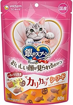 乐天商城 - ユニチャームペット 【60個セット】ユニ・チャームペット 銀のスプーンおいしい顔が見られるおやつカリカリシーフード60g