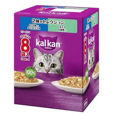 【注意事項】 ・メーカーの都合等により、パッケージ及び内容量、生産地、などが変更される場合がございます。ご了承ください。 ・当店では地球環境への配慮およびお手頃価格での商品の提供のため、簡易的な梱包とさせていただいております。 ・箱潰れなど、製品をご利用いただくのに問題がない場合の返品・交換対応はお受けできません ※期限のある商品について ・賞味期限や消費期限がある商品については、すべて期限まで2ヶ月以上のものを取り扱っております。個別のお問い合わせはご遠慮いただきますようお願い申し上げます。 ・期限が迫った商品は、別途アウトレット商品として販売させていただいております。 商品説明■　商品特徴好評な2種類の味のセレクション。かつお節入りまぐろとささみ、まぐろ　白身魚入りは、厳選された素材をカルカン特製だしで煮込み、ジューシーなゼリー仕立てにしました。1歳以上の猫に必要な栄養素がバランスよく含まれた総合栄養食です。 4902397873525■　生産国タイ■　メーカーマースジャパン■　広告文責ライフジェネレーション株式会社 TEL:06-6809-2484