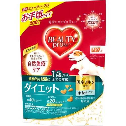 【注意事項】 ・メーカーの都合等により、パッケージ及び内容量、生産地、などが変更される場合がございます。ご了承ください。 ・当店では地球環境への配慮およびお手頃価格での商品の提供のため、簡易的な梱包とさせていただいております。 ・箱潰れなど、製品をご利用いただくのに問題がない場合の返品・交換対応はお受けできません ※期限のある商品について ・賞味期限や消費期限がある商品については、すべて期限まで2ヶ月以上のものを取り扱っております。個別のお問い合わせはご遠慮いただきますようお願い申し上げます。 ・期限が迫った商品は、別途アウトレット商品として販売させていただいております。 商品説明■　商品特徴「健康なカラダは美しい」獣医師監修のビューティープロ。おいしく食べて健康を保ちながら、体調の良さと毛並みの美しさを実感。 優れた栄養バランスにより健康を保ち「自然免疫ケア」。 たんぱく質量とおいしさを維持したまま、カロリーと脂肪分を調整。積極的な減量に。 食物繊維配合で、お腹に満腹感を与えるサクサク粒。　 リコピン配合。トマト由来。優れた栄養バランスで免疫力を維持。 国産チキン使用。着色料・香料無添加。サクサク小粒。 4902112009024■　原産国日本■　メーカー日本ペットフード株式会社■　広告文責ライフジェネレーション株式会社 TEL:06-6809-2484