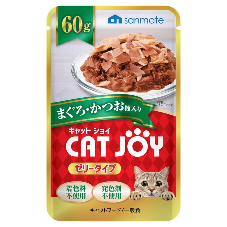 乐天商城 - 【64個セット】サンメイト CATJOY　パウチ　まぐろ・かつお節入り 60g