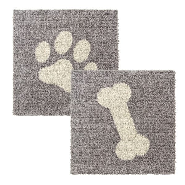 【3個セット】ピタペトモジョイントペットラグパウ＆ボーン袋入ヘッダー（2枚入） 約45×45　ブラウン