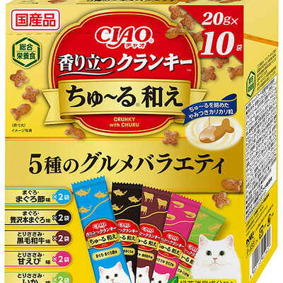 樂天商城 - 【12個セット】いなばペットフード CIAO　香り立つクランキーちゅーる和え　5種のグルメバラエティ20g×10P