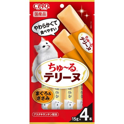 【注意事項】 ・メーカーの都合等により、パッケージ及び内容量、生産地、などが変更される場合がございます。ご了承ください。 ・当店では地球環境への配慮およびお手頃価格での商品の提供のため、簡易的な梱包とさせていただいております。 ・箱潰れなど、製品をご利用いただくのに問題がない場合の返品・交換対応はお受けできません ※期限のある商品について ・賞味期限や消費期限がある商品については、すべて期限まで2ヶ月以上のものを取り扱っております。個別のお問い合わせはご遠慮いただきますようお願い申し上げます。 ・期限が迫った商品は、別途アウトレット商品として販売させていただいております。 商品説明■　商品特徴●こぼれにくく食べやすい猫用おやつです。 ●アスタキサンチンを配合しています。 4901133673689■　原材料鶏肉（ささみ）、まぐろ、まぐろエキス、糖類（オリゴ糖等）、植物性油脂、増粘安定剤（増粘多糖類、加工でん粉）、ミネラル類（Na、P、Cl）、調味料（アミノ酸）、ビタミンE、ヘマトコッカス藻色素（アスタキサンチン含有）■　メーカーいなばペットフード株式会社■　広告文責ライフジェネレーション株式会社 TEL:06-6809-2484