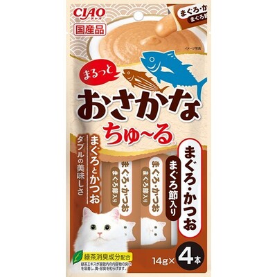 樂天商城 - 【24個セット】いなばペットフード株式会社　CIAO　まるっとおさかなちゅーる　まぐろ・かつお　まぐろ節入り14g×4P