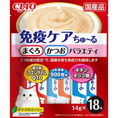 樂天商城 - いなばペットフード株式会社 CIAO 免疫ケアちゅーる まぐろ・かつおバラエティ 14g×18P