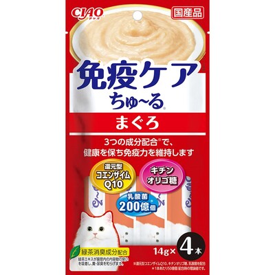 【12個セット】いなばペットフード CIAO　免疫ケアちゅーる　まぐろ14g×4P
