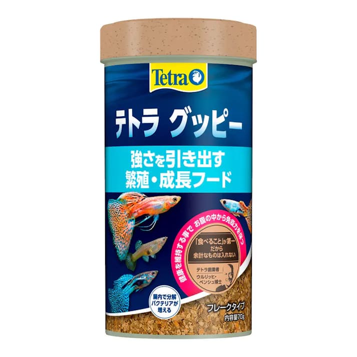 【注意事項】 ・メーカーの都合等により、パッケージ及び内容量、生産地、などが変更される場合がございます。ご了承ください。 ・当店では地球環境への配慮およびお手頃価格での商品の提供のため、簡易的な梱包とさせていただいております。 ・箱潰れなど、製品をご利用いただくのに問題がない場合の返品・交換対応はお受けできません ※期限のある商品について ・賞味期限や消費期限がある商品については、すべて期限まで2ヶ月以上のものを取り扱っております。個別のお問い合わせはご遠慮いただきますようお願い申し上げます。 ・期限が迫った商品は、別途アウトレット商品として販売させていただいております。 商品説明■　商品詳細 小さなフレークタイプのグッピーの主食です。●魚の腸内に住む善玉菌の増殖を助け、健康維持に役立てます。 4004218321168■　原材料フィッシュミール・穀類・植物性蛋白質・酵母・油脂・野菜類・甲殻類・藻類・ミネラル類・クエン酸■　メーカースペクトラム　ブランズ　ジャパン株式会社■　広告文責 ライフジェネレーション株式会社 TEL:06-6809-2484　