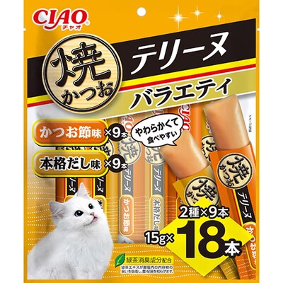 【2個セット】いなばペットフード CIAO 焼かつおテリーヌ バラエティ18本