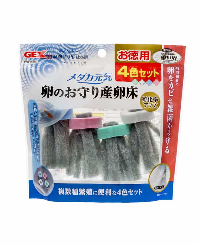 【同梱不可】【36個セット】ジェックスメダカ元気卵のお守り産卵床白青緑ピンク4個セット