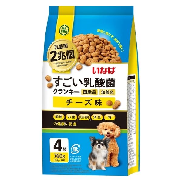 【同梱不可】 いなばペットフード いなば すごい乳酸菌クランキー 総合栄養食 チーズ味 国産 ドッグフード （190g×4袋入）