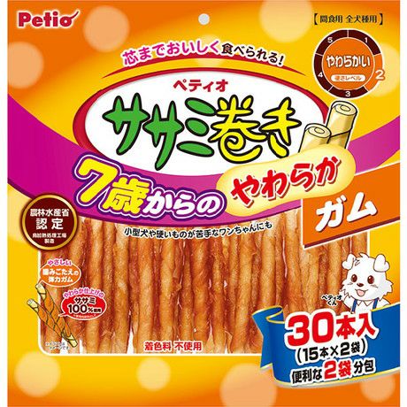 Chewing Gums - 【同梱不可】 ペティオ 7歳からのやわらか ササミ巻き ガム 30本入
