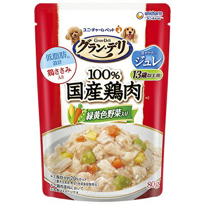 樂天商城 - 【同梱不可】【20個セット】ユニ・チャーム グラン・デリ 国産鶏ささみパウチジュレ13歳以上用緑黄色野菜入り 80g