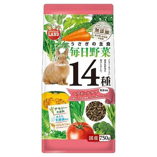 マルカン 【同梱不可】マルカン うさぎの毎日野菜14種　ヘアボールケア750g