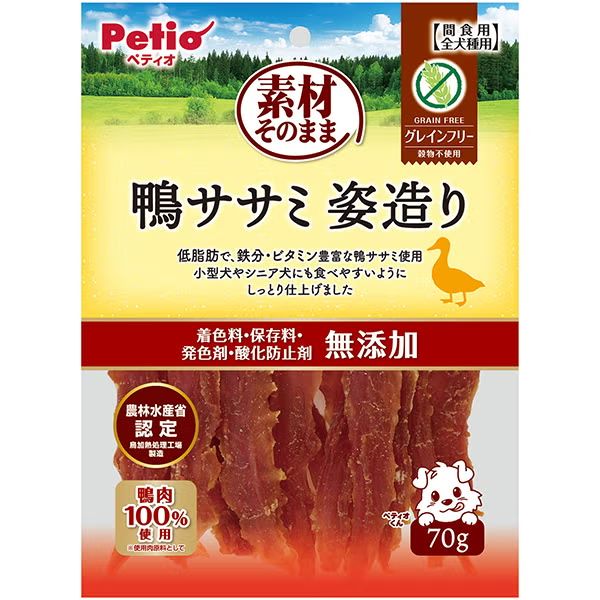 【同梱不可】 【2個セット】 ペティオ 素材そのまま鴨ササミ姿造り70g