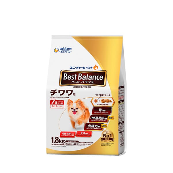 【!!クーポン配布中!!】 【同梱不可】【2個セット】ユニ・チャーム　ベストバランス カリカリ仕立て チワワ用 7歳以上用 1.8kg