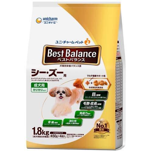 【同梱不可】【2個セット】ユニ・チャーム ベストバランス ドッグフード カリカリ仕立て 成犬 シーズー用 国産 1.8kg（450g×4袋入）