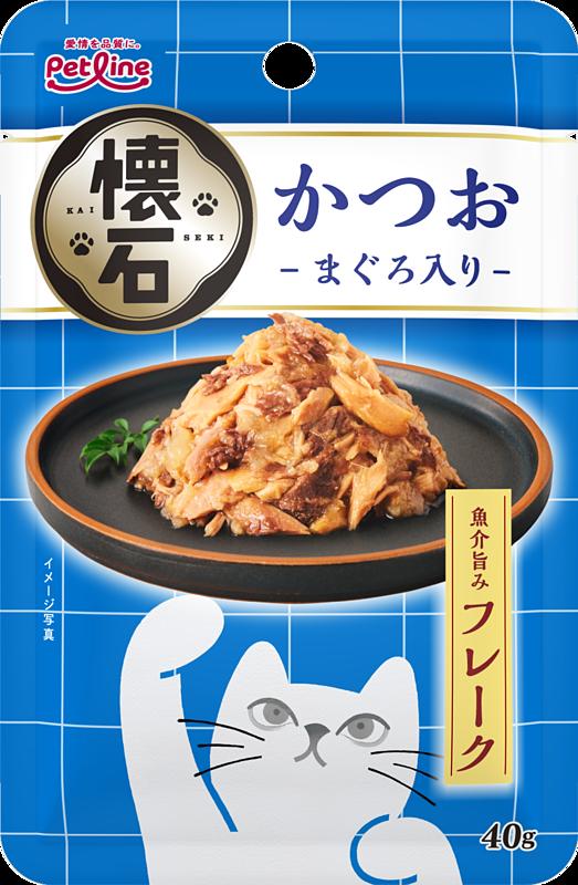 【注意事項】 ・メーカーの都合等により、パッケージ及び内容量、生産地、などが変更される場合がございます。ご了承ください。 ・当店では地球環境への配慮およびお手頃価格での商品の提供のため、簡易的な梱包とさせていただいております。 ・箱潰れなど、製品をご利用いただくのに問題がない場合の返品・交換対応はお受けできません ※期限のある商品について ・賞味期限や消費期限がある商品については、すべて期限まで2ヶ月以上のものを取り扱っております。個別のお問い合わせはご遠慮いただきますようお願い申し上げます。 ・期限が迫った商品は、別途アウトレット商品として販売させていただいております。 商品説明■　商品特徴猫様との大切な食事の時間を彩る、美味しさにこだわったレトルト。 旨み溢れる魚介、多彩なラインナップ。 猫様の大好きなかつおに、まぐろをブレンド。袋から出しやすいフレークタイプ。 4902418004785■　原材料かつお、まぐろ、フィッシュエキス、ビタミンE、増粘安定剤(増粘多糖類、加工でん粉)、調味料(アミノ酸等)■　原産国タイ国■　メーカーペットライン■　広告文責ライフジェネレーション株式会社 TEL:06-6809-2484