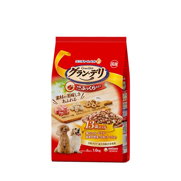 Natural - 【同梱不可】グラン・デリふっくら仕立て13歳以上用鶏ささみ・ビーフ・緑黄色野菜・小魚・チーズ・角切りビーフ粒入り1.6kg