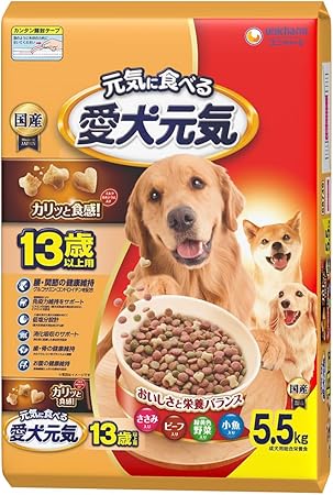 【!!クーポン配布中!!】 【同梱不可】愛犬元気13歳以上用ささみ・ビーフ・緑黄色野菜・小魚入り5.5kg