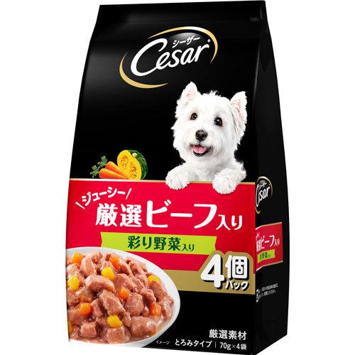 Rakuten - 【同梱不可】【6個セット】 マースジャパンリミテッド シーザージューシー厳選ビーフ彩り野菜入り70g×4袋