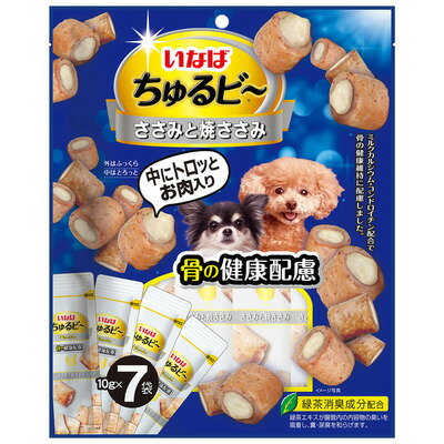 【同梱不可】【32個セット】いなばペットフード ちゅるビ〜ささみと焼ささみ骨の健康配慮10g×7袋