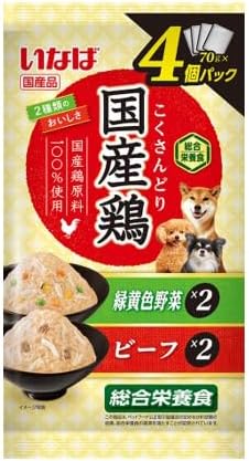 【同梱不可】【16個セット】いなばペットフード 国産鶏緑黄色野菜・ビーフバラエティ70g×4袋