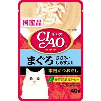 【同梱不可】【48個セット】いなばペットフード　CIAOパウチまぐろささみ・しらす入り40g