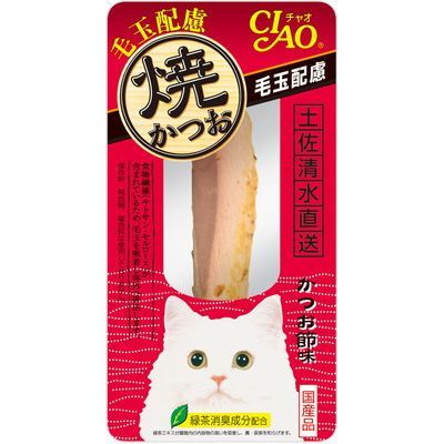 【注意事項】 ・メーカーの都合等により、パッケージ及び内容量、生産地、などが変更される場合がございます。ご了承ください。 ・当店では地球環境への配慮およびお手頃価格での商品の提供のため、簡易的な梱包とさせていただいております。 ・箱潰れなど、製品をご利用いただくのに問題がない場合の返品・交換対応はお受けできません ※期限のある商品について ・賞味期限や消費期限がある商品については、すべて期限まで2ヶ月以上のものを取り扱っております。個別のお問い合わせはご遠慮いただきますようお願い申し上げます。 ・期限が迫った商品は、別途アウトレット商品として販売させていただいております。 商品説明■　商品特徴焼かつお　毛玉配慮　かつお節味 宗田鰹をジューシー感たっぷりに焼き上げました。保存料、着色料、発色剤は使用しておりません。 食物繊維（キトサン、セルロース）を加え、毛玉に配慮しました。スープも焼かつおの風味が溶けだし美味しくなめて味わえます。 4901133710360■　原材料宗田鰹、かつお節エキス、キトサン、セルロース、増粘剤（加工でん粉）、増粘多糖類、ビタミンE、緑茶エキス■　メーカーいなばペットフード■　広告文責 ライフジェネレーション株式会社 TEL:06-6809-2484
