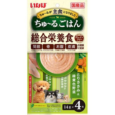 【同梱不可】【12個セット】いなば ちゅーるごはん とりささみ＆緑黄色野菜 14g×4本