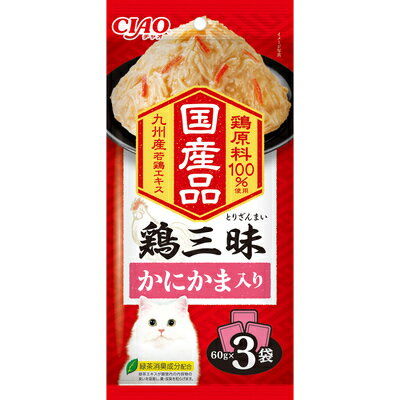 乐天商城 - 【同梱不可】【3個セット】いなばペットフード CIAO 鶏三昧 かにかま入り 60g×3袋