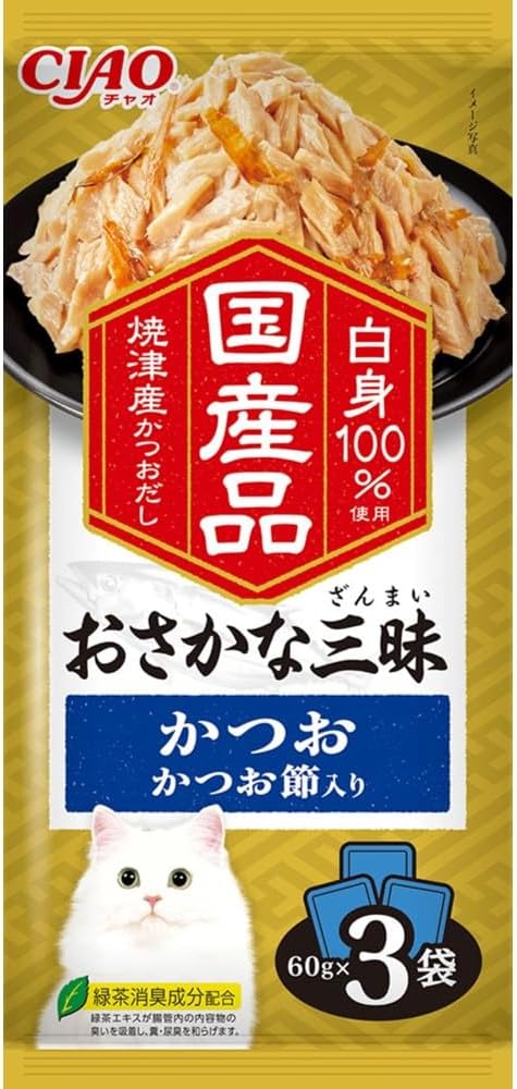 【同梱不可】【4個セット】いなばペットフード おさかな三昧かつおかつお節入り60g×3袋