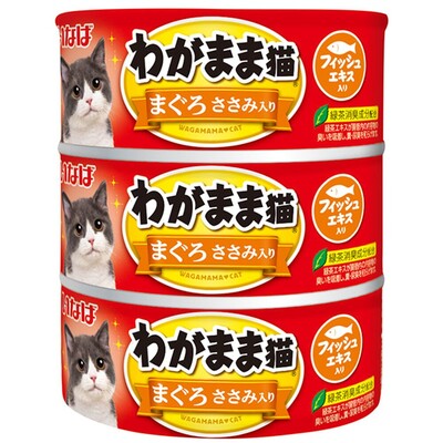 【同梱不可】【18個セット】 いなばペットフード いなば わがまま猫 まぐろ ささみ入り（140g×3缶） キャットフード 缶詰