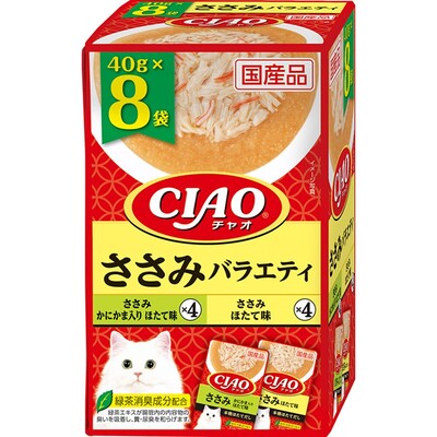 Rakuten - 【同梱不可】【4個セット】いなばペットフード CIAOパウチささみバラエティ40g×8袋